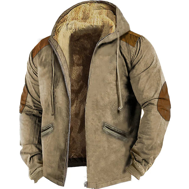 Men's Full Zip Hoodie Jacket Blue Brown Brown 2 Gray Hooded Color