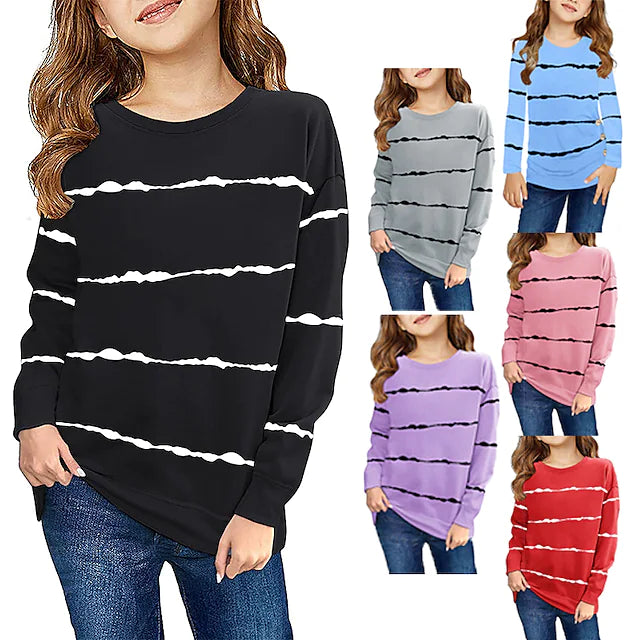 Kids Girls' T shirt Stripe Casual Long Sleeve Active 7-13 Years