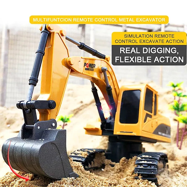 1/24 RC Truck Toys Alloy RC Excavator metal 2.4G Remote Control Bulldozer Model Engineering Car Toy For Boys Kids Christmas Gift