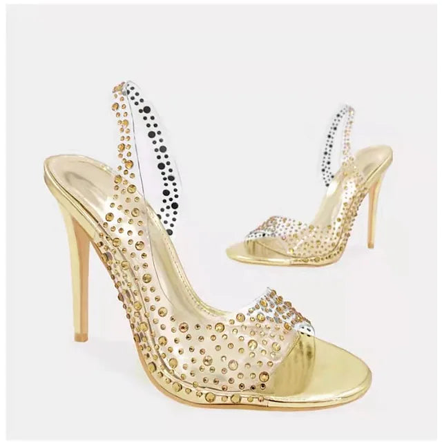 Women's Sandals Clear Shoes Plus Size Party Summer Rhinestone