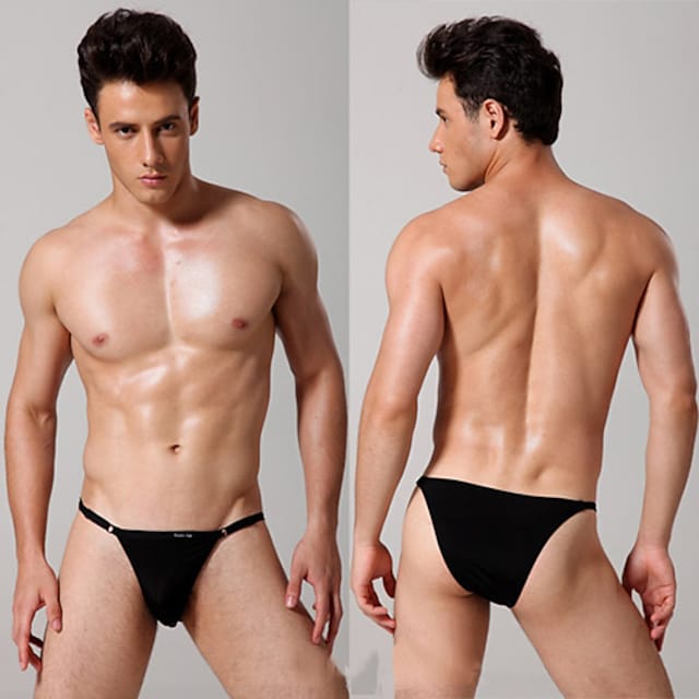 Men's 3 Pack Briefs Solid Colored Nude Black