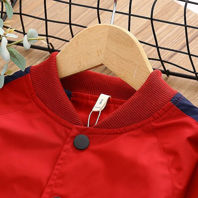 Kids Boys School Long Sleeve Basic Red Navy Blue