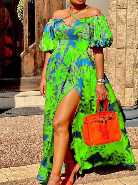 Women's Plus Size Casual Dress Apple Shape Flattering Floral Maxi Dress