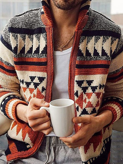 Men's Unisex Cardigan Sweater Knitted Button Print