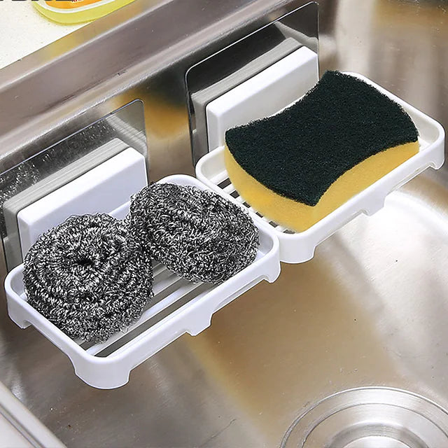 2PC Bathroom Soap Dish Storage Tray Holder Plastic Self-adhesive Soap Holder