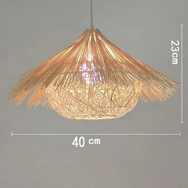 LED Pendnat Light Bamboo Lantern Design Chandelier Retro 40cm E26/E27