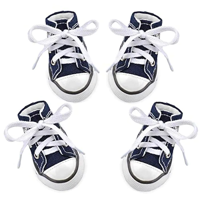 dog canvas shoes pet denim sport shoes puppy sneaker boots, anti-slip outdoor small dog paw protector