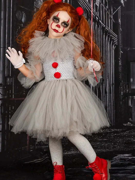 Kids Girls' Pennywise It Clown Killer Clown Costume Dress Halloween Dress