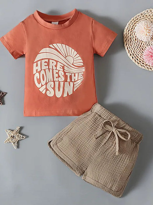 2 Pieces Kids Girls' T-shirt & Shorts Clothing Set Outfit