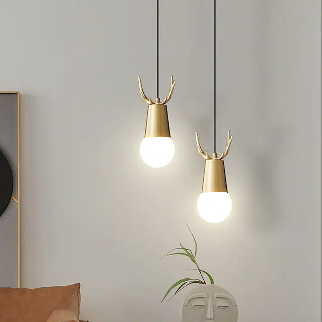 LED Pendant Light Single Hanging Light Fixture Copper Cord Adjustable