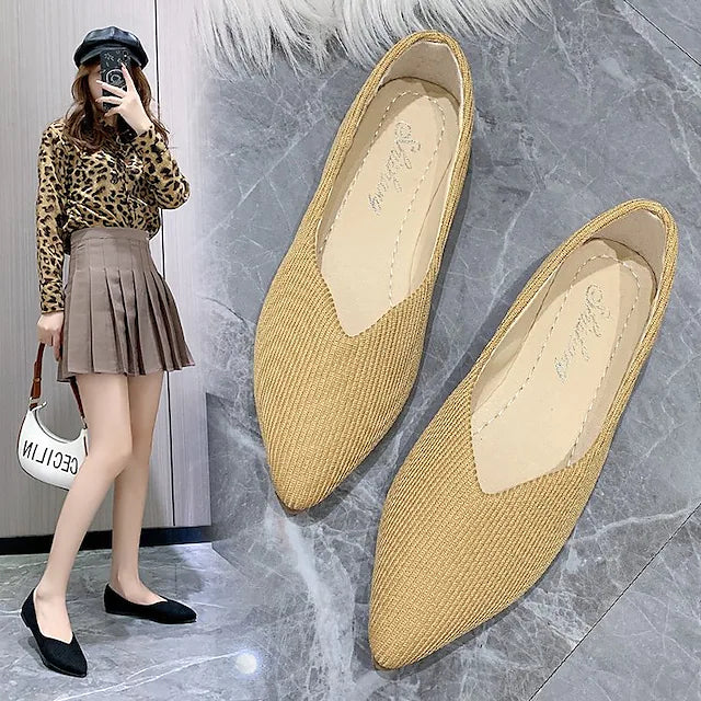 Women's Flats Plus Size Flyknit Shoes Office Daily Flat Heel Pointed Toe