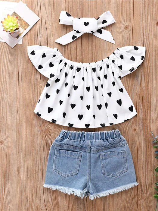 3 Pieces Kids Girls' T-shirt & Shorts Clothing Set Outfit