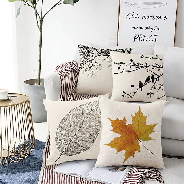 Simple Leaves 4 pcs Pillow Cover.