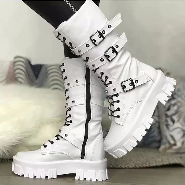 Women's Boots Martin Boots Goth Boots Lace Up Boots Daily Mid Calf