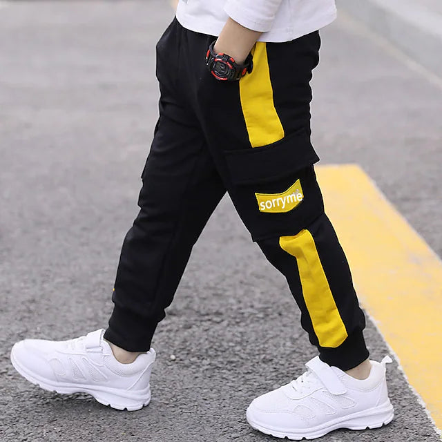 Kids Boys Cargo Pants Trousers Soft Cozy Striped Fall Winter Cool