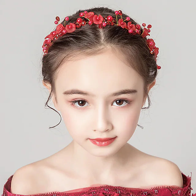 Kids Baby Girls' Headdress Red Flower Girl Dress Headdress Birthday