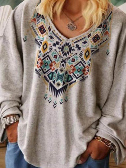 Women's Plus Size Tops T shirt Tee Tribal Graphic Prints Print Long Sleeve