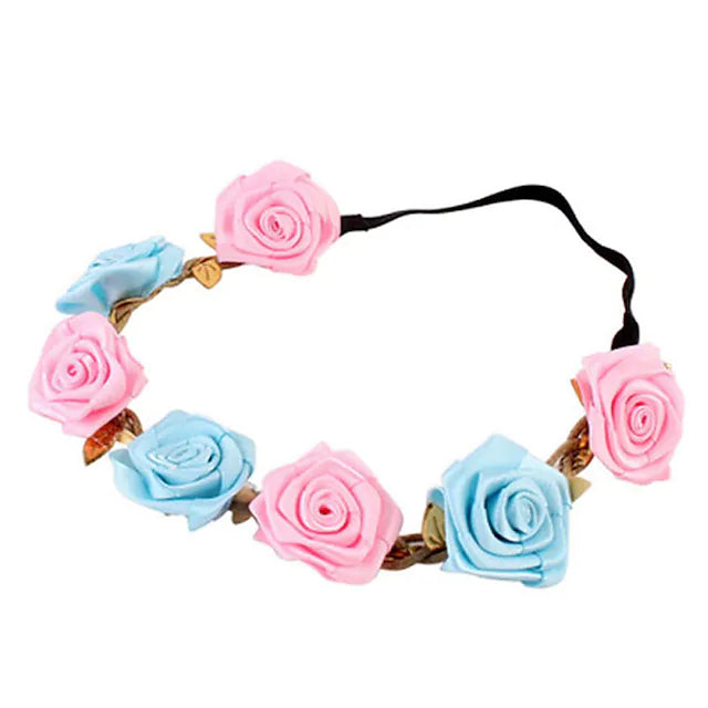 Kid Baby Girls Headband Sweet Floral Bow Hair Accessories Blue Blushing Pink Daily Cute Headbands