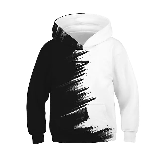 Kids Boys' Hoodie Long Sleeve Solid Color 3D Print Color Block Graffiti With Pockets