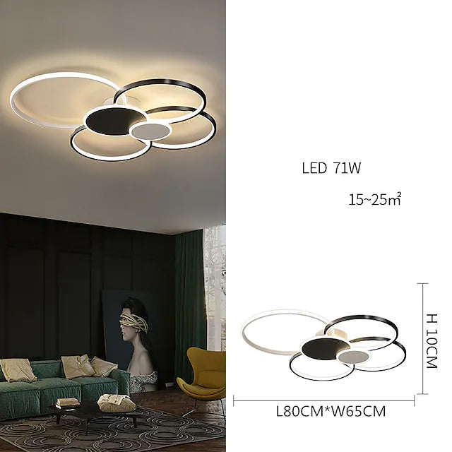 2/4 Heads LED Ceiling Light Circle Shape Cluster Design Ceiling Lamp Nordic