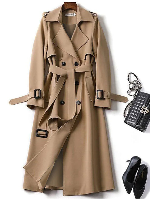 Women's Trench Coat Daily Fall Winter Long Coat Regular Fit Warm Fashion Classic Jacket Long Sleeve