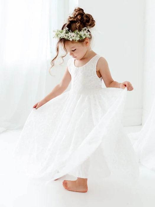 Floor Length A-Line Flower Girl Dress Girls Wedding Party