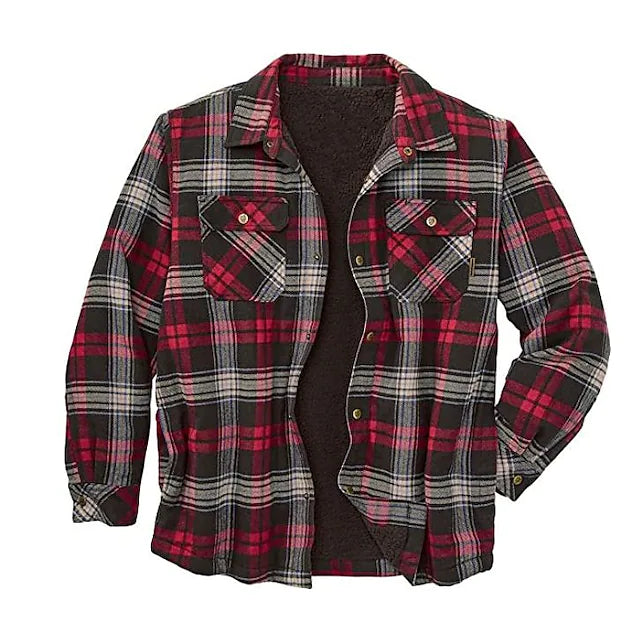 Men's Wine Red Royal Blue Plaid / Check Winter Casual Clothing Apparel