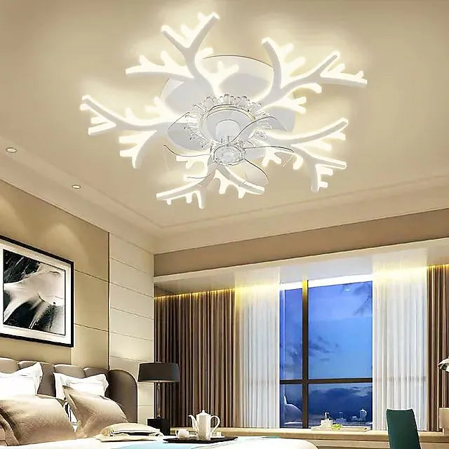 LED Ceiling Fans Dimmable with Remote Contral Flower Design 20"/39" 5/9-Heads