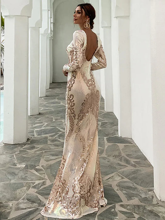 Mermaid / Trumpet Evening Gown Sexy Dress Formal Sweep / Brush Train Long Sleeve