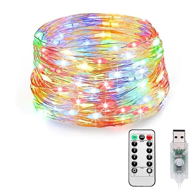 Fairy Lights Plug in 8 Modes 20M 200 LED USB String Lights with Adapter Remote