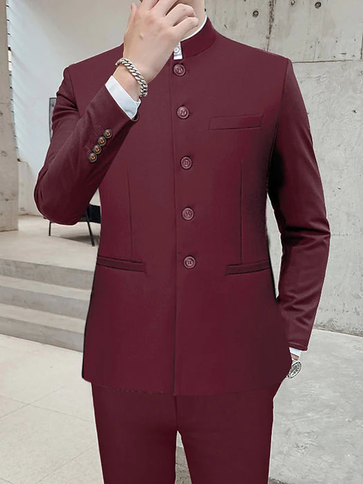 Men's Wedding Suits 2 Piece Solid Colored Standard Fit Single Breasted Two-buttons 2023