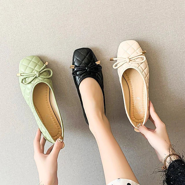 Women's Flats Comfort Shoes Outdoor Office Daily Bowknot Flat Heel Square