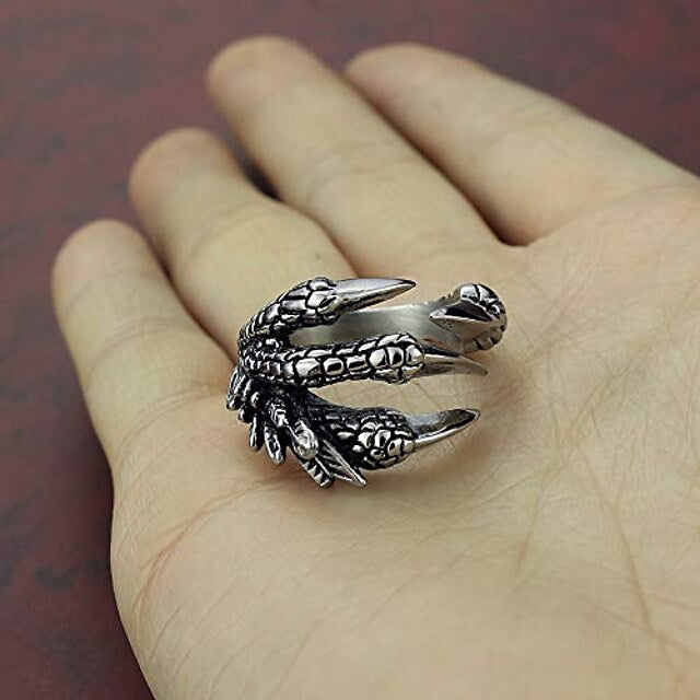 Stainless Steel Dragon Claw Wrap Band Ring Men's Cool Ring Accessories