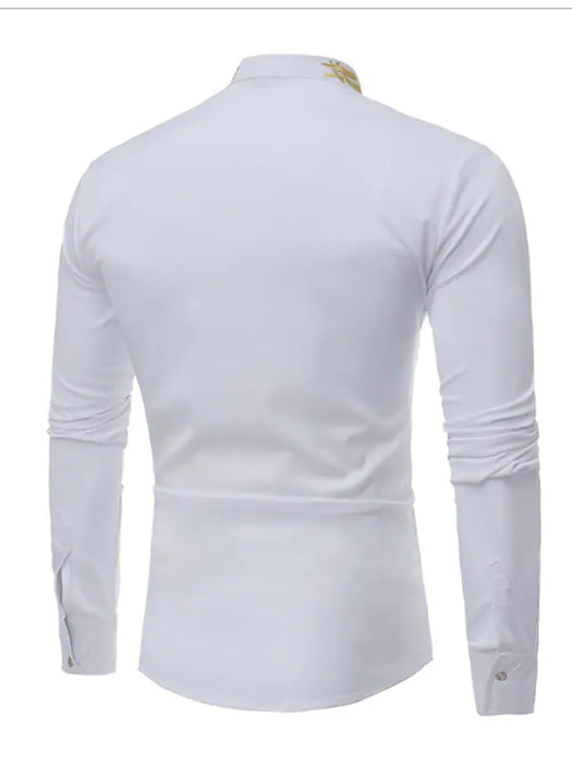 Men's Vintage Shirt Regular Fit Long Sleeve Turndown Graphic Polyester