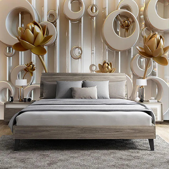 Mural Golden Lotus Figure Suitable For Hotel Living Room Bedroom Art Deco