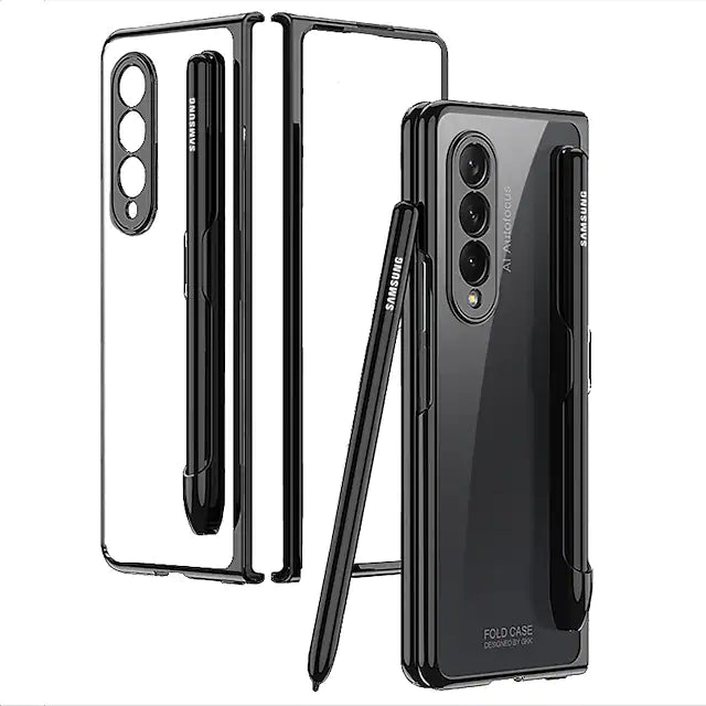 Phone Case for Samsung Galaxy Z Fold 3 Case with S-Pen Pocket Matte PC with Magnetic Kickstand