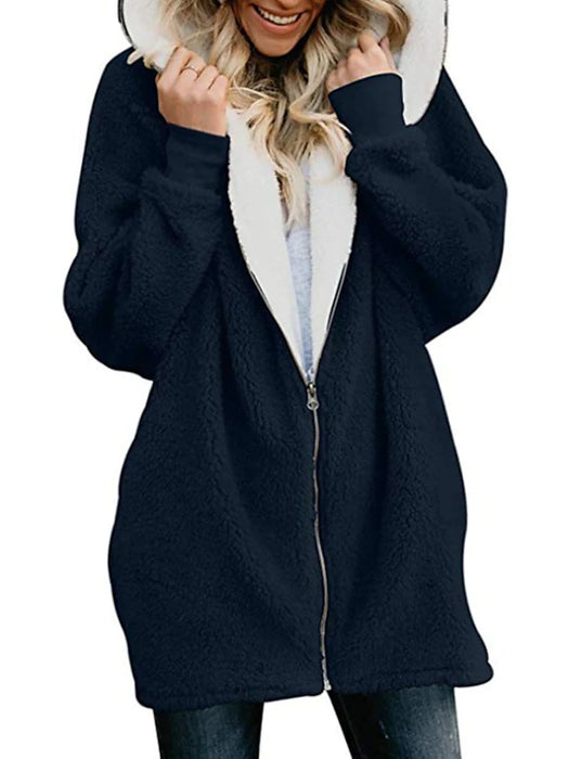 Women's Hoodie Jacket Full Zip Hoodie Solid Color
