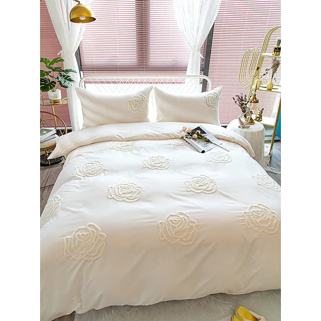 3 Pieces Duvet Cover Set Hotel Bedding Sets Comforter Cover Rose Jacquard