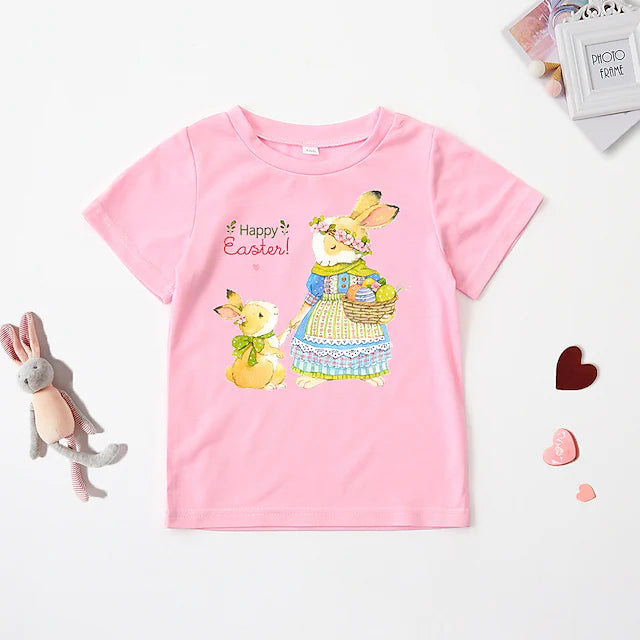 Toddler Girls' Easter T shirt Graphic Outdoor Short Sleeve Crewneck