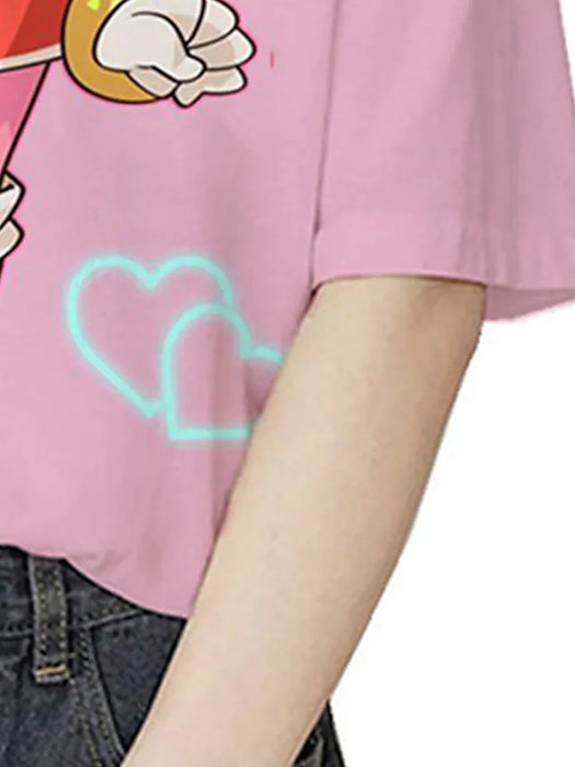 Amy Rose Kids Girls' T shirt Cartoon Outdoor 3D Print Short Sleeve Crewneck