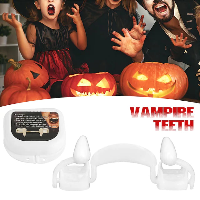 New Retractable Vampire Teeth Dentures Zombie Teeth Silicone Dentures Halloween Decoration Horror Vampire Party Props Decoration