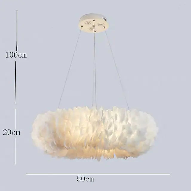 50 cm Pendant Lantern Design Pendant Light LED Feather Light Romantic Ring Metal Modern 220-240V