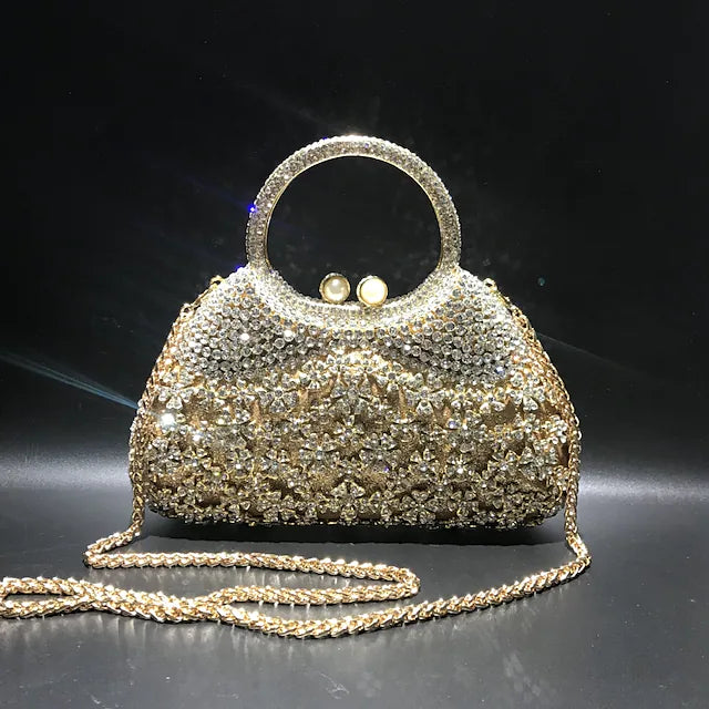 Women's Evening Bag Handbags Bridal Purse Clutch Alloy Crystals Chain