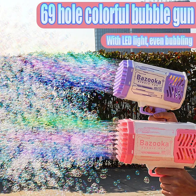 Gatling Bubble Machine Upgrade Rocket Launcher Bubble Machine with Colorful Lights