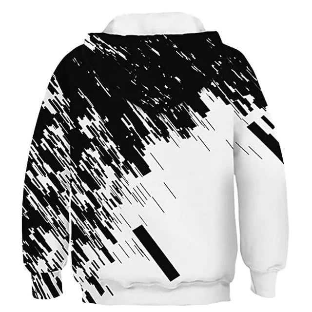 Kids Boys Hoodie Graphic Outdoor 3D Print Long Sleeve Pocket Active 3-12 Years Fall Black