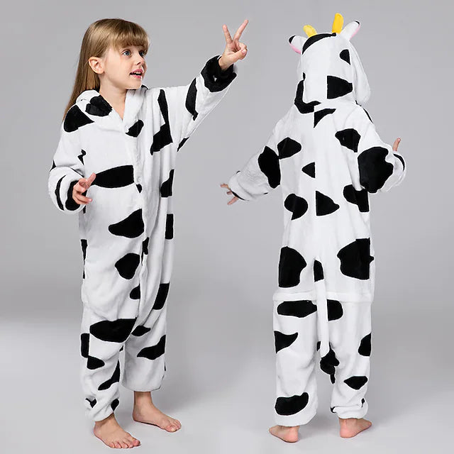 Kid's Kigurumi Pajamas Nightwear Camouflage Milk Cow Animal Animal Onesie Pajamas