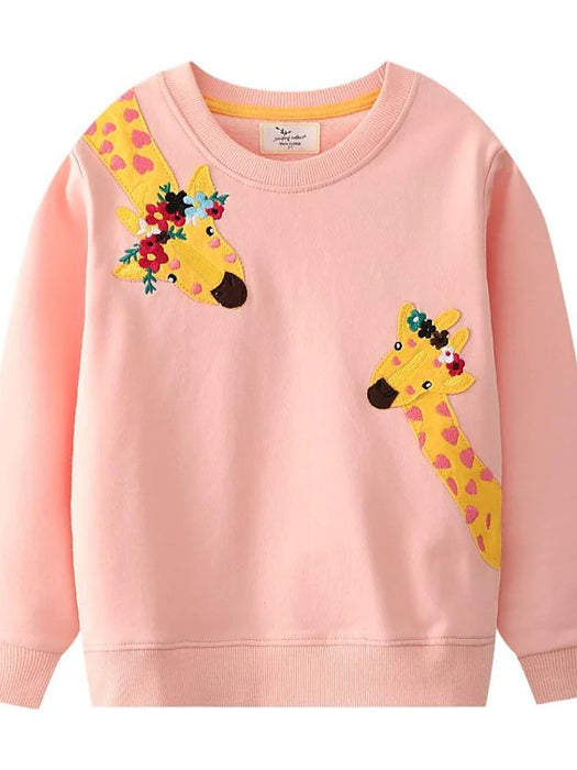 Kids Girls' Sweatshirt Giraffe Daily Long Sleeve Fashion Cotton 3-6 Years