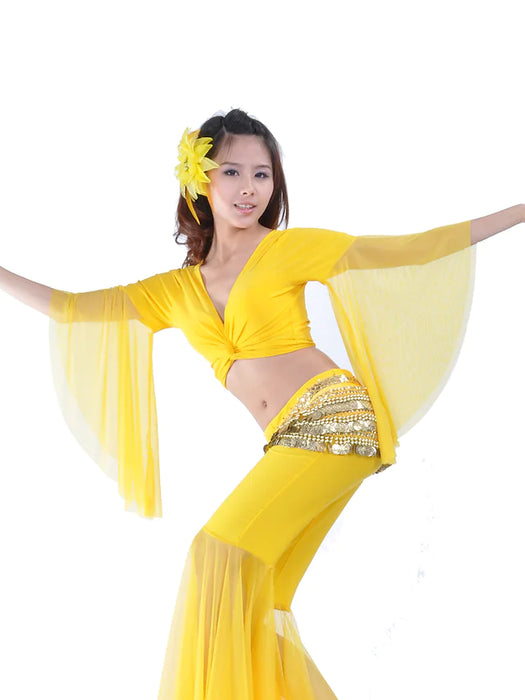 Belly Dance Women's Training 3/4 Length Sleeve Dropped Crystal Cotton