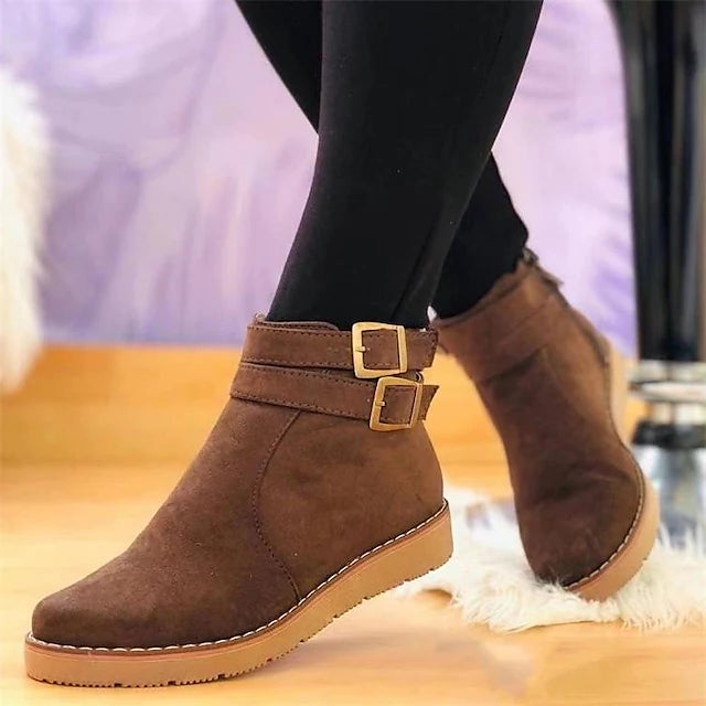 Women's Boots Suede Shoes Plus Size Daily Booties Ankle Boots Winter Low Heel