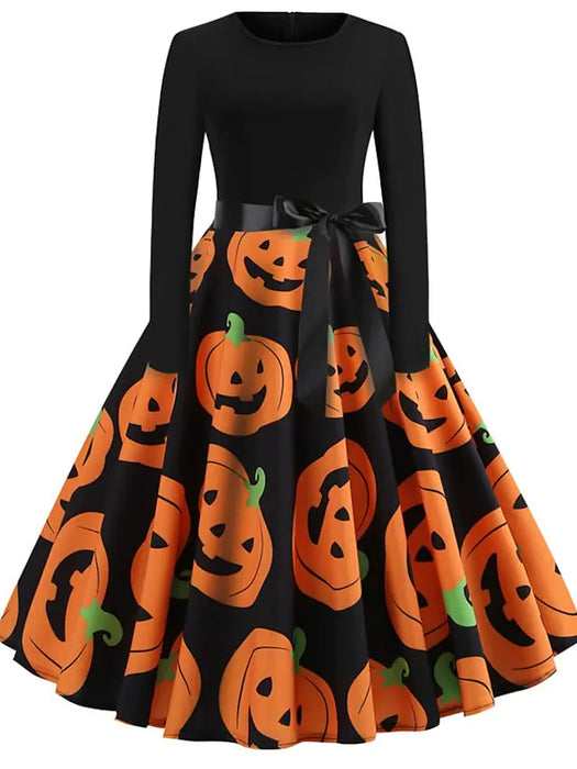 Women's Halloween A Line Dress Knee Length Dress